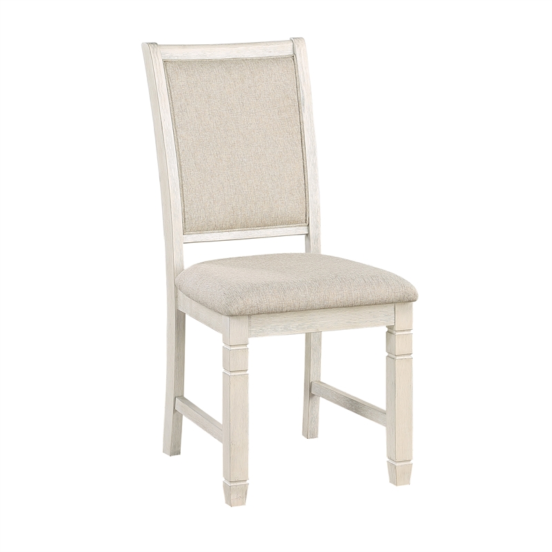 Pemberly Row 5-Piece Fabric Dining Set with 4 Side Chairs in Beige/Antique White