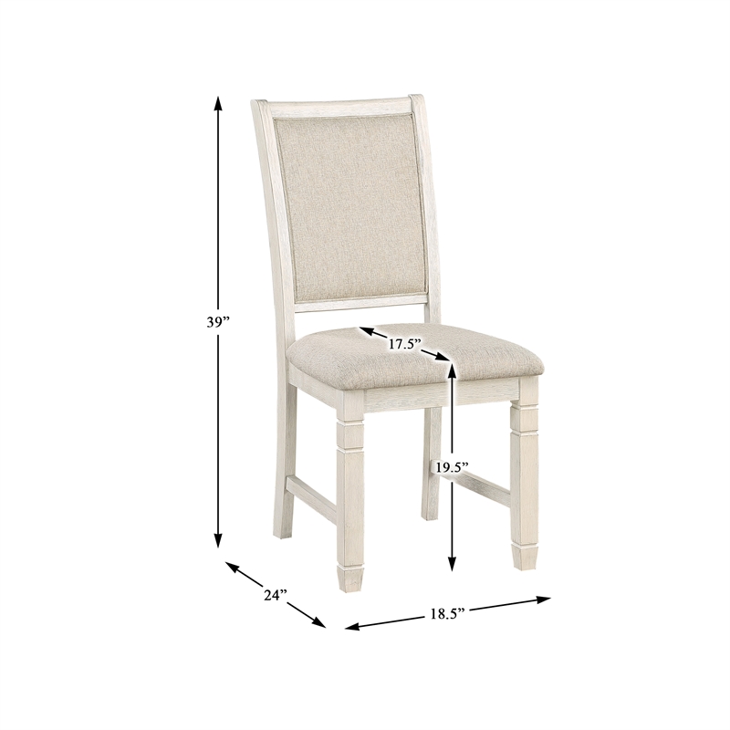 Pemberly Row 5-Piece Fabric Dining Set with 4 Side Chairs in Beige/Antique White