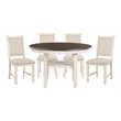 Pemberly Row 5-Piece Fabric Dining Set with 4 Side Chairs in Beige/Antique White