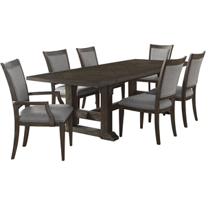 Pemberly Row 7-Pc Wood Dining Set with Arm & Side Chairs in Driftwood Brown/Gray