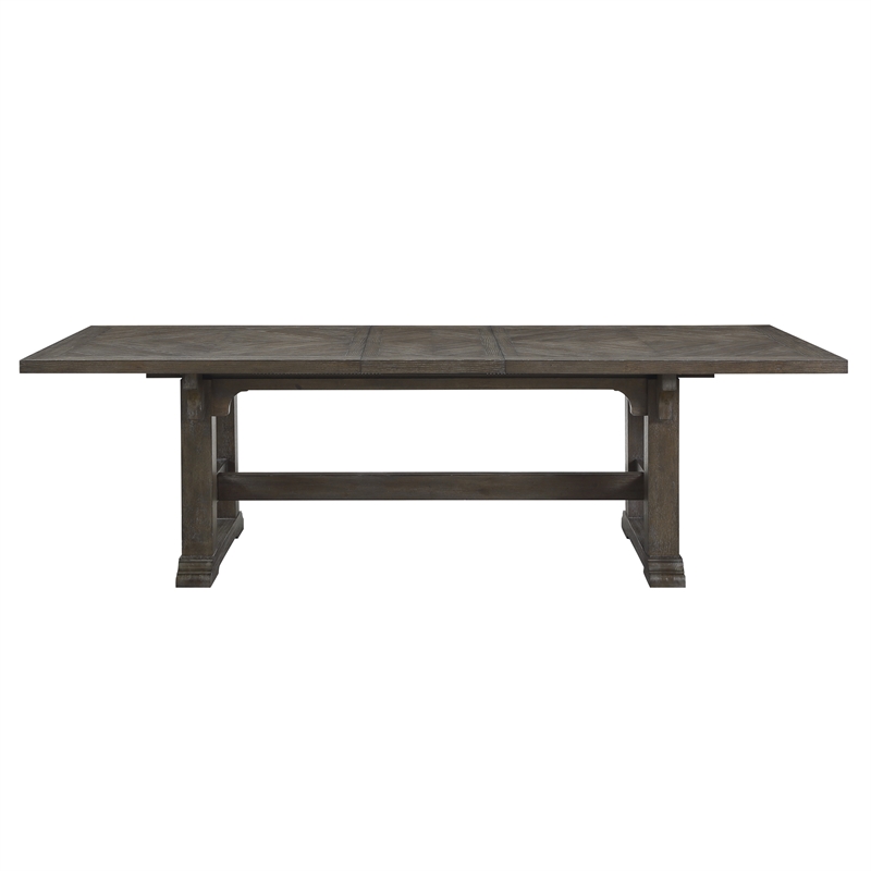 Pemberly Row 7-Pc Wood Dining Set with Arm & Side Chairs in Driftwood Brown/Gray