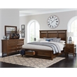 Pemberly Row Queen Platform Bed with Drawers in Brown Cherry