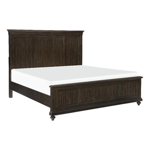 Pemberly Row Traditional Queen Bed in Driftwood Charcoal Finish