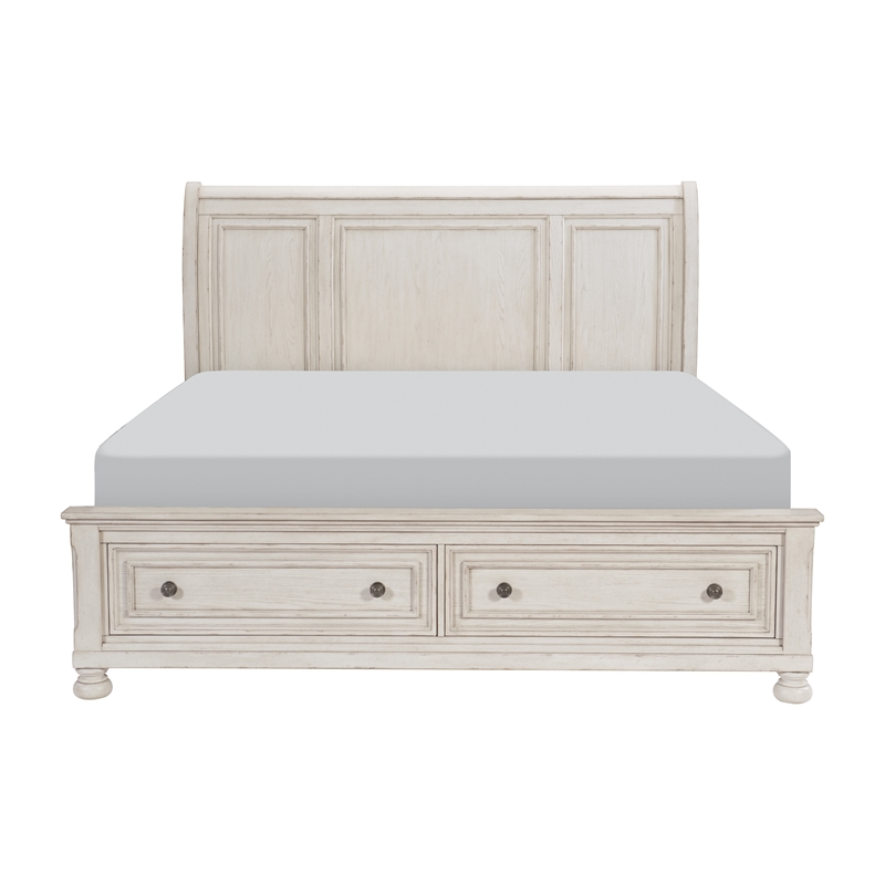 Pemberly Row Traditional California King bed in Antique White