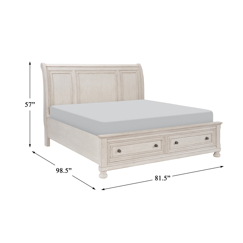 Pemberly Row Traditional California King bed in Antique White