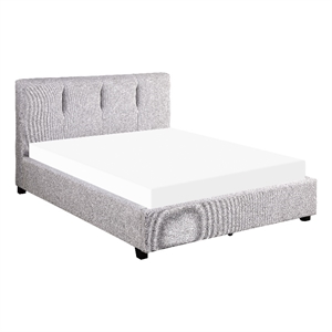 Pemberly Row Contemporary Fabric Upholstered Queen Platform Bed in Gray