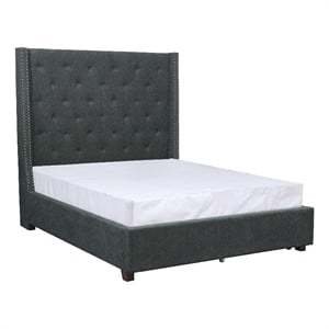 Pemberly Row Contemporary California King Bed in Gray Finish