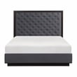 Pemberly Row Contemporary Asian Hardwood Queen Bed in Charcoal