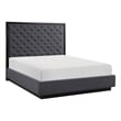Pemberly Row Contemporary Asian Hardwood Queen Bed in Charcoal