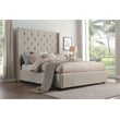 Pemberly Row Contemporary Asian Hardwood Full Bed in Beige Finish