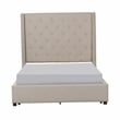 Pemberly Row Contemporary Asian Hardwood Full Bed in Beige Finish