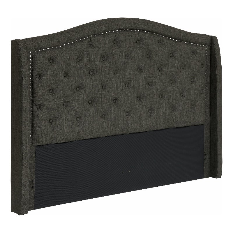 Pemberly Row Pine Wood California King Headboard in Charcoal