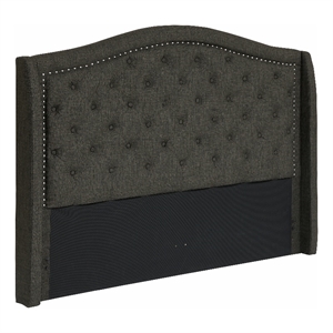 Pemberly Row Pine Wood California King Headboard in Charcoal