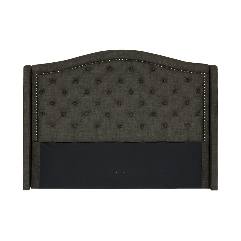 Pemberly Row Pine Wood California King Headboard in Charcoal