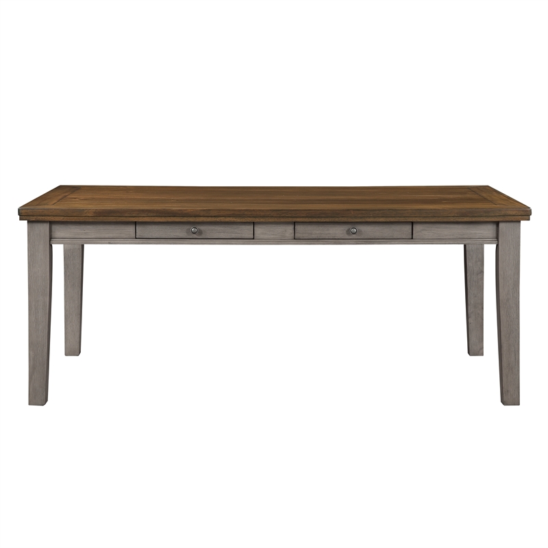 Pemberly Row Asian Hardwood and MDF Board Dining Room Table in Cherry/Gray