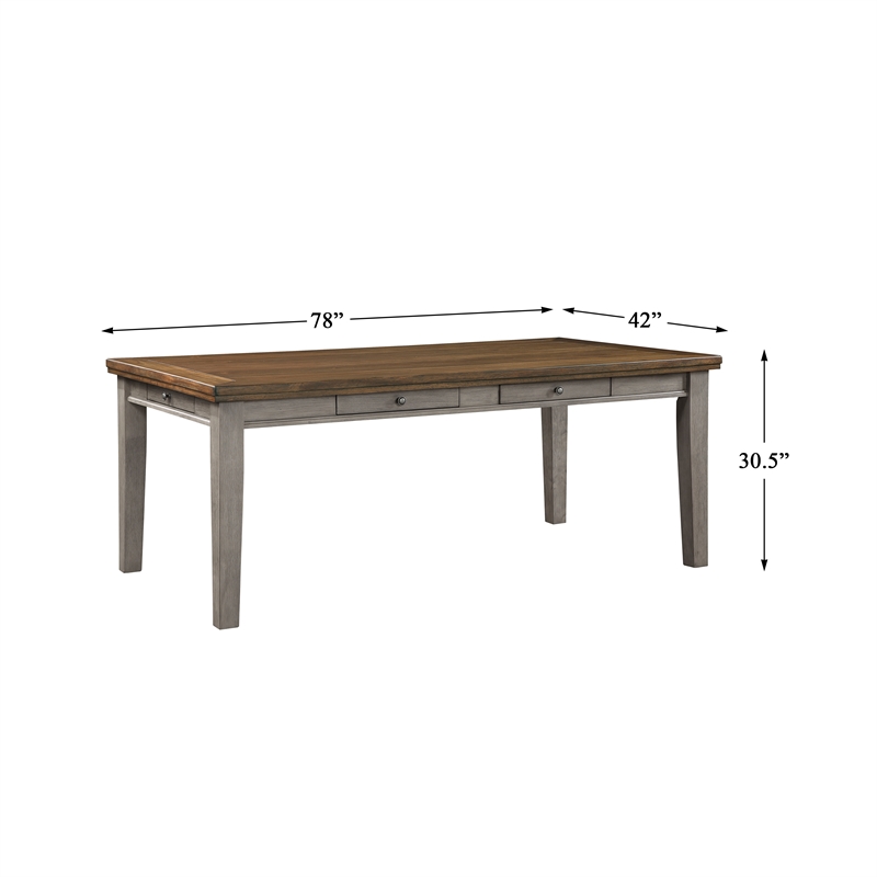 Pemberly Row Asian Hardwood and MDF Board Dining Room Table in Cherry/Gray