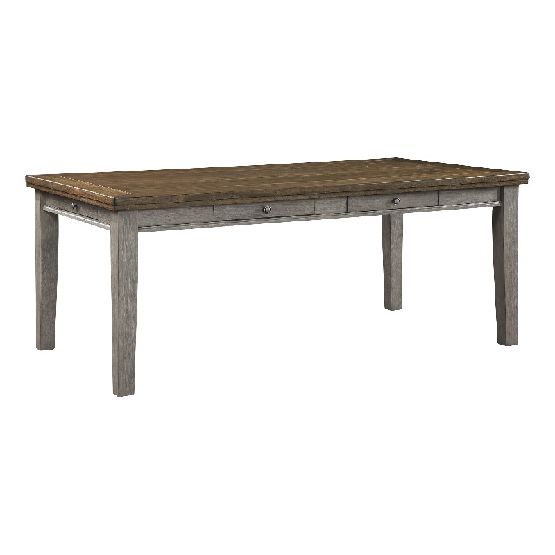 Pemberly Row Asian Hardwood and MDF Board Dining Room Table in Cherry/Gray