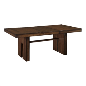 Pemberly Row Contemporary Wood and MDF Board Dining Room Table in Walnut
