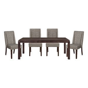 Pemberly Row 5-Piece Contemporary Wood and MDF Board Dining Set in Espresso