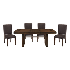 Pemberly Row 5-Piece Contemporary Wood and MDF Board Dining Set in Walnut