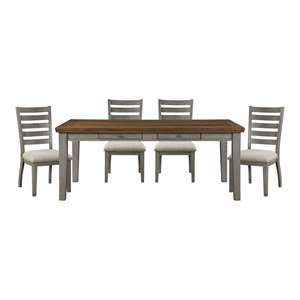 Pemberly Row 5-Piece Contemporary Wood and MDF Board Dining Set in Gray