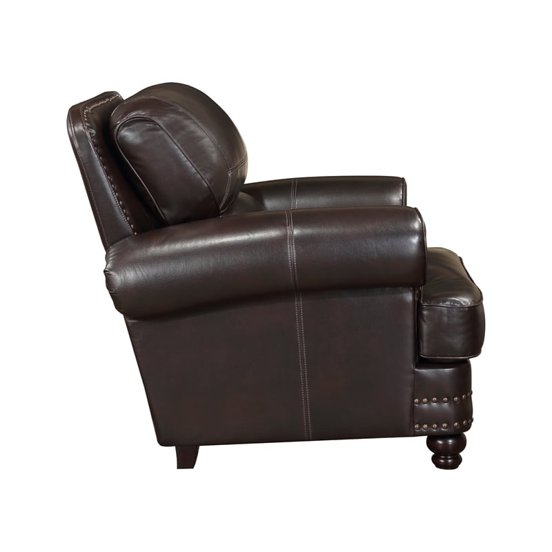 Pemberly Row Breathable Faux Leather Upholstered Chair in Brown