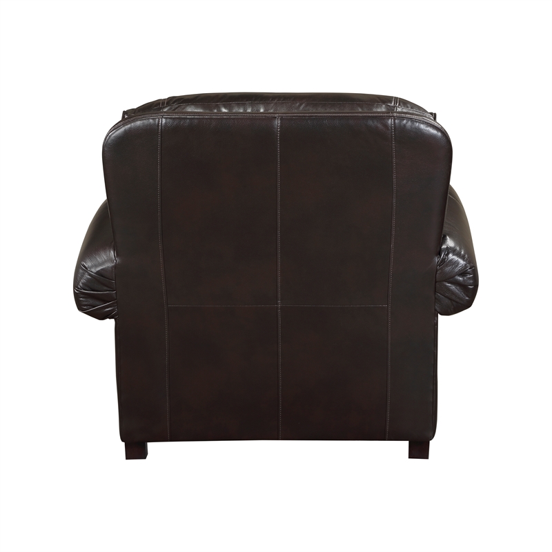 Pemberly Row Breathable Faux Leather Upholstered Chair in Brown