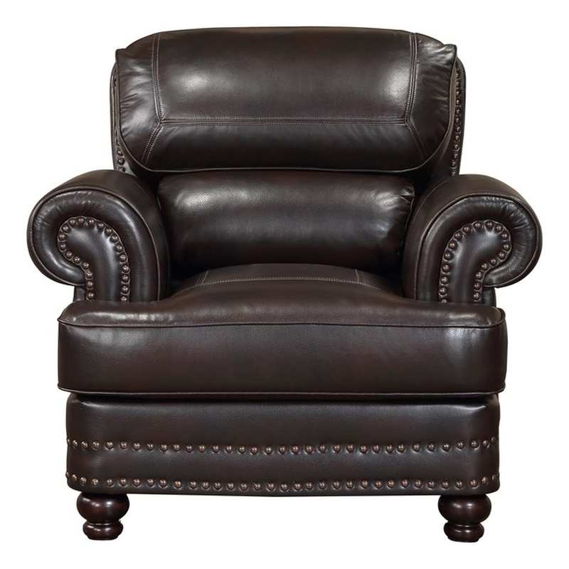 Pemberly Row Breathable Faux Leather Upholstered Chair in Brown