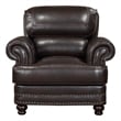 Pemberly Row Breathable Faux Leather Upholstered Chair in Brown