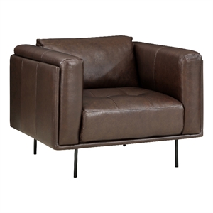 Pemberly Row 18&quot Modern Plywood and Leather Chair in Brown Finish