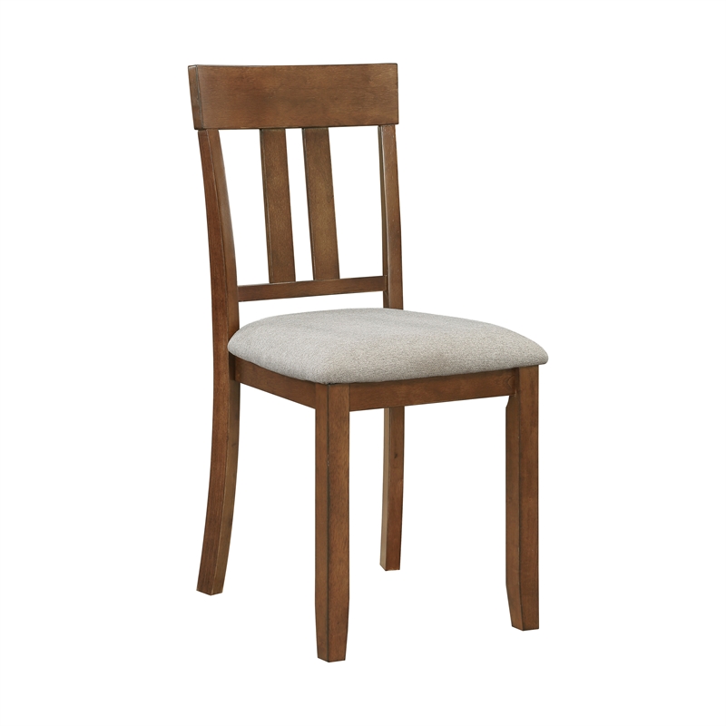 Pemberly Row 7-Piece Modern Wood and Fabric Veneer Dining Set in Cherry
