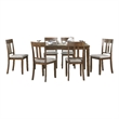 Pemberly Row 7-Piece Modern Wood and Fabric Veneer Dining Set in Cherry