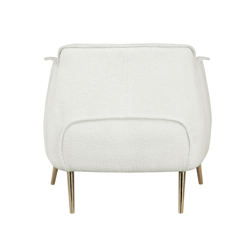 Pemberly Row Boucle Upholstered Accent Chair with metal legs in White color