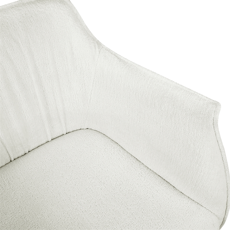 Pemberly Row Boucle Upholstered Accent Chair with metal legs in White color