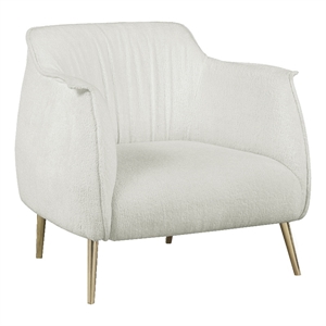Pemberly Row Boucle Upholstered Accent Chair with metal legs in White color