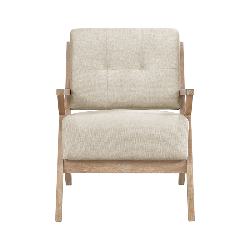 Pemberly Row Mid-Century Fabric Upholstered Accent Chair in Sand
