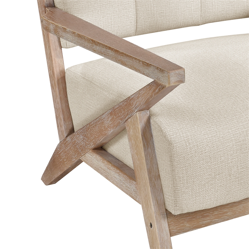 Pemberly Row Mid-Century Fabric Upholstered Accent Chair in Sand