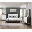 Pemberly Row Wood Queen Bed in 2-Tone with Gold Trim (White & Cherry)