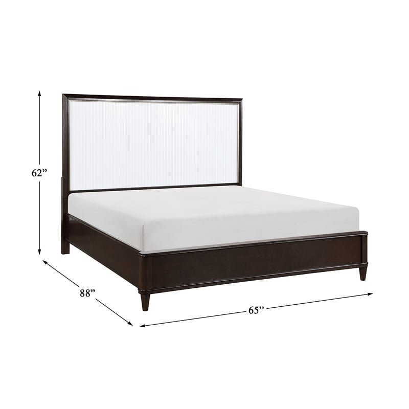 Pemberly Row Wood Queen Bed in 2-Tone with Gold Trim (White & Cherry)