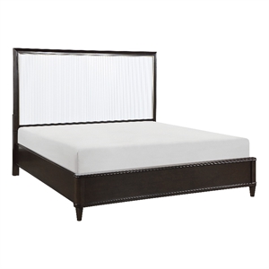 Pemberly Row Wood Queen Bed in 2-Tone with Gold Trim (White & Cherry)