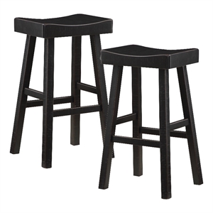 Pemberly Row Transitional Solid Wood 29&quot Stool in Black Finish