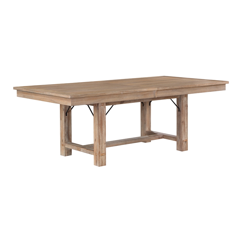 Pemberly Row Farmhouse Wood Dining Room Table in Distressed Light Oak