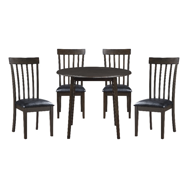 Pemberly Row 5-Piece Wood and Faux Leather Dining Set in Black
