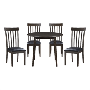 Pemberly Row 5-Piece Wood and Faux Leather Dining Set in Black