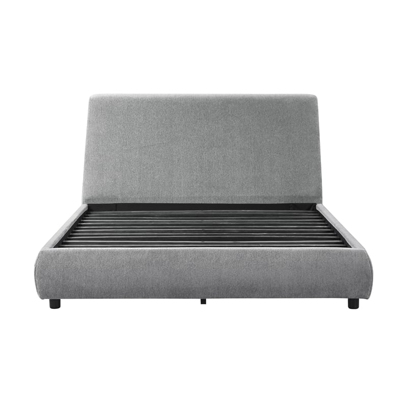 Pemberly Row Chenille Upholstery Eastern King Platform Bed in Gray