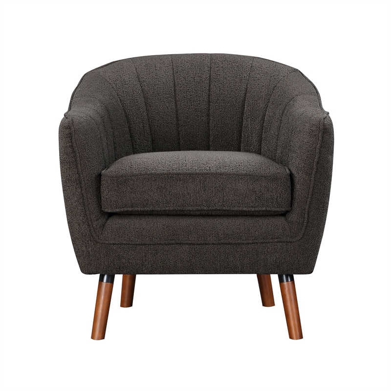 Pemberly Row Mid-Century Fabric Upholstered Accent Chair in Charcoal