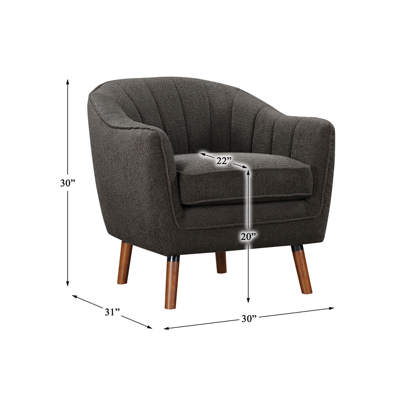 Pemberly Row Mid-Century Fabric Upholstered Accent Chair in Charcoal