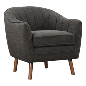 Pemberly Row Mid-Century Fabric Upholstered Accent Chair in Charcoal