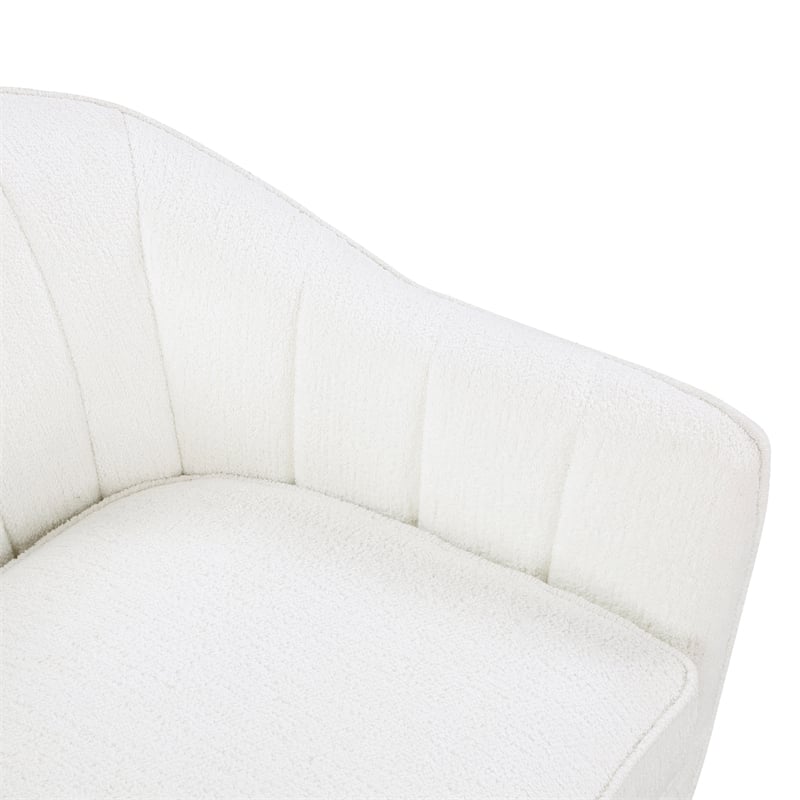 Pemberly Row Mid-Century Fabric Upholstered Accent Chair in White