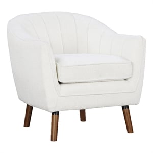 Pemberly Row Mid-Century Fabric Upholstered Accent Chair in White